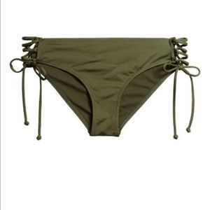 NWOT H&M Lace Up Bikini Bottom Khaki Green
